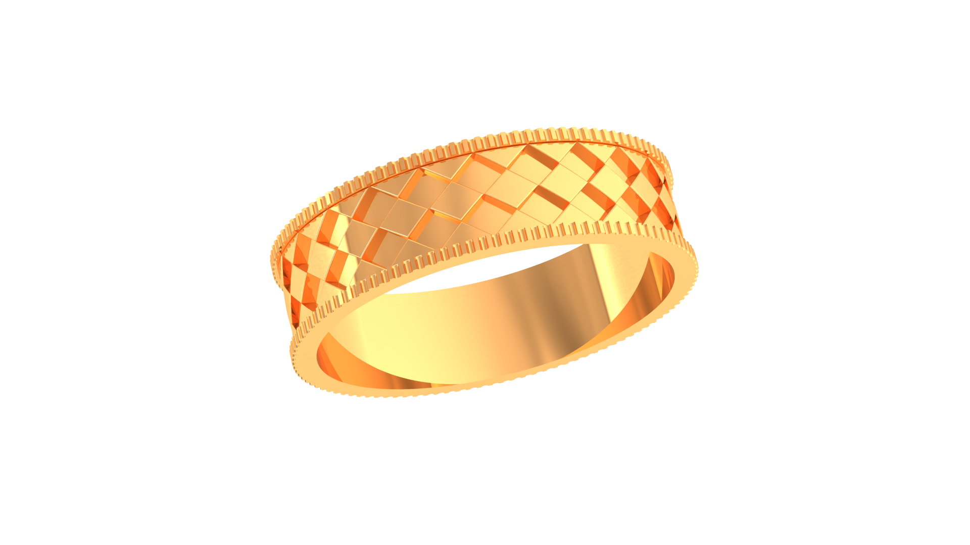 925 Silver Traditional Checkered Rose Gold Couple Ring – Classic Love Band