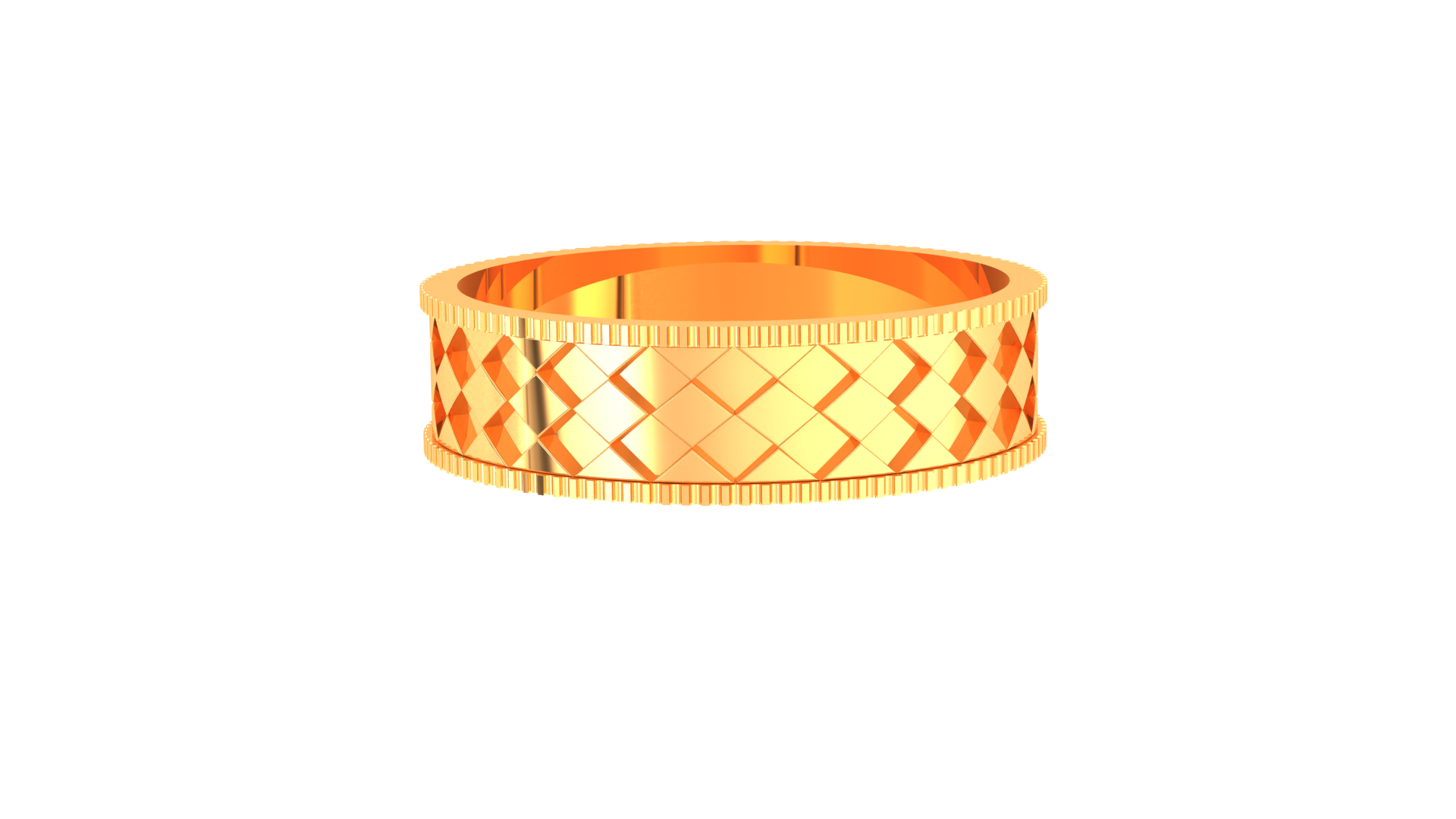 925 Silver Traditional Checkered Rose Gold Couple Ring – Classic Love Band