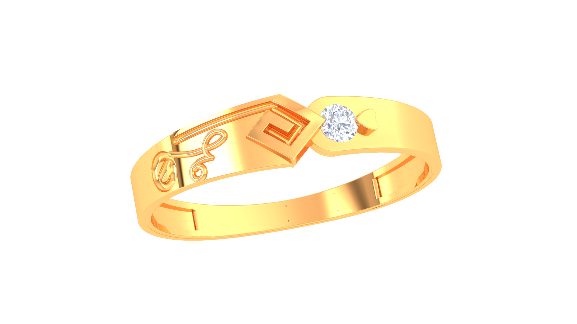 925 Silver Love Lock Couple Ring – Traditional Heart-Cut Dual Tone Band-