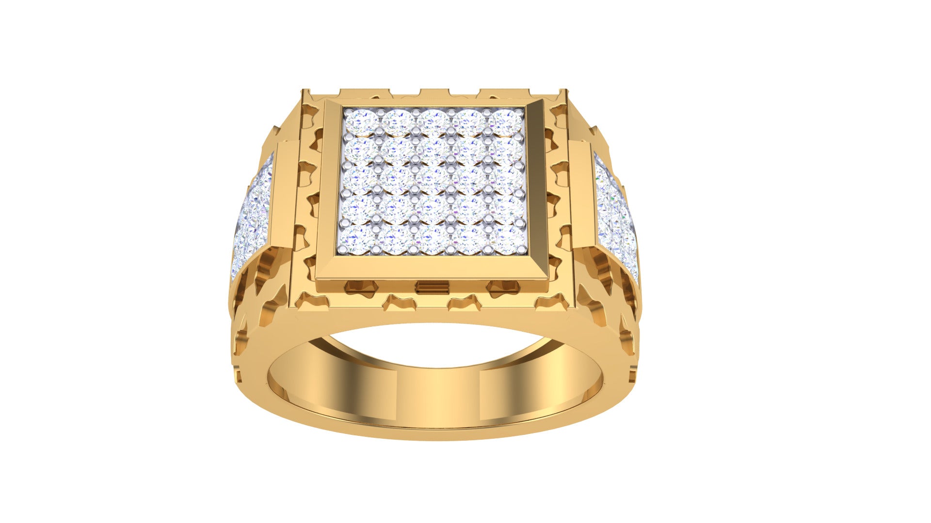 Noble Edge - 925 Sterling Silver Men's Square Ring