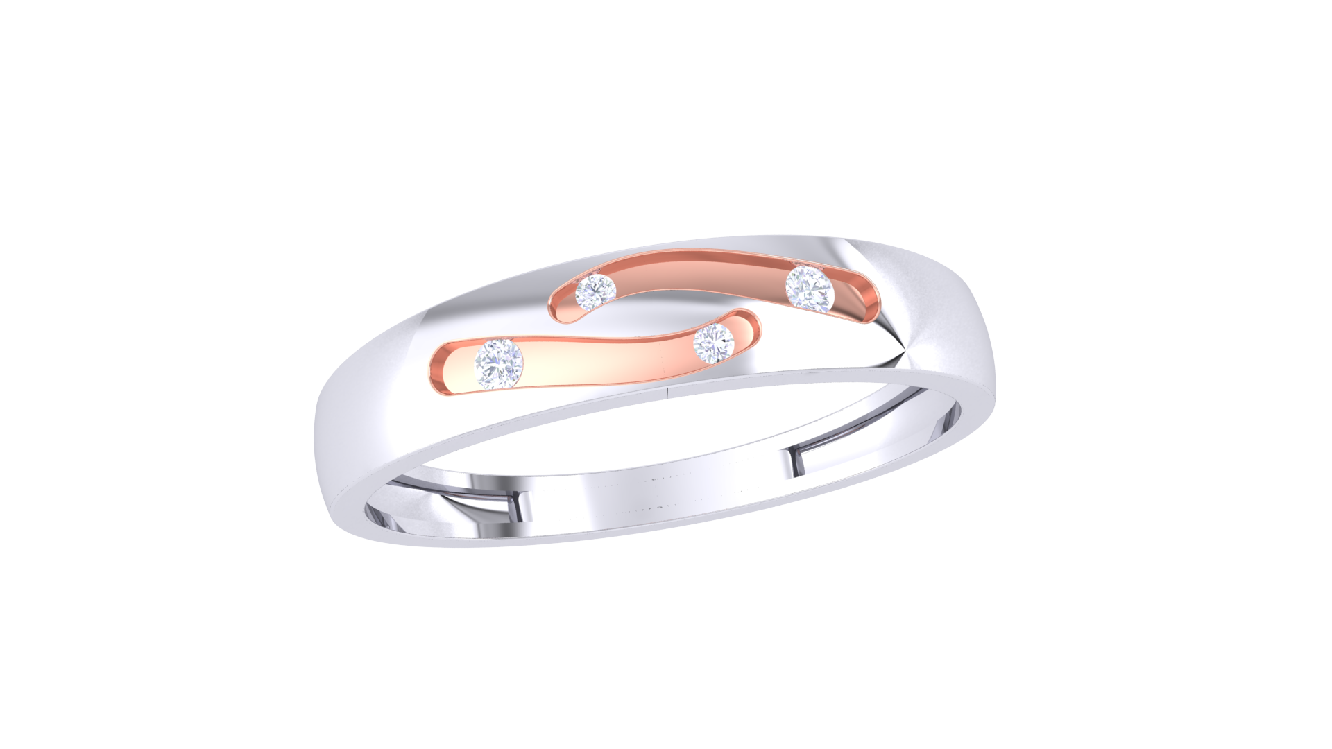 925 Silver Dual Curve Sparkle Ring – Traditional Band for Couples