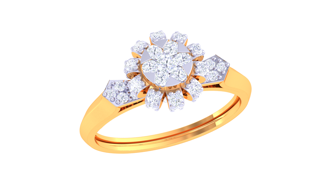 925 Silver Floral Cluster Engagement Ring – Traditional Round Shape Couple Ring