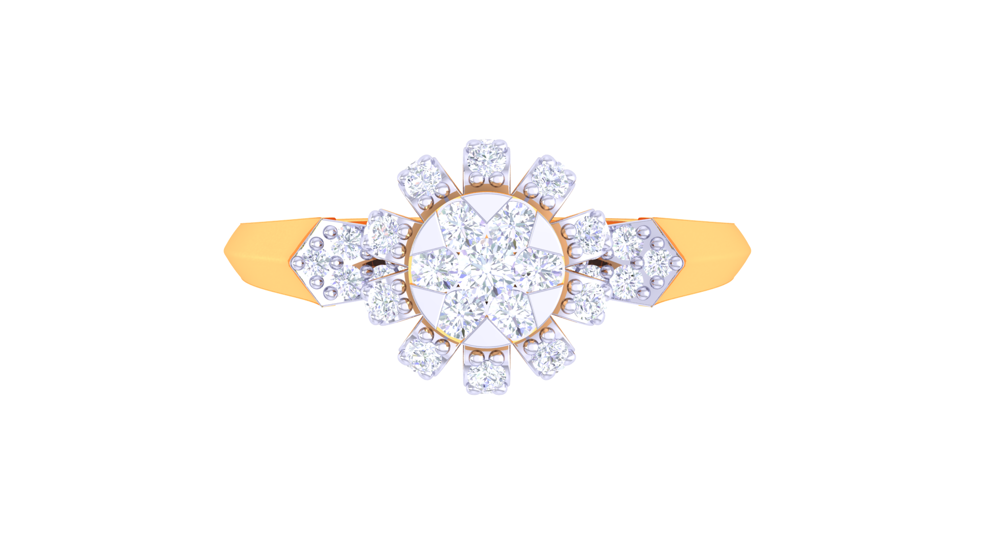 925 Silver Floral Cluster Engagement Ring – Traditional Round Shape Couple Ring