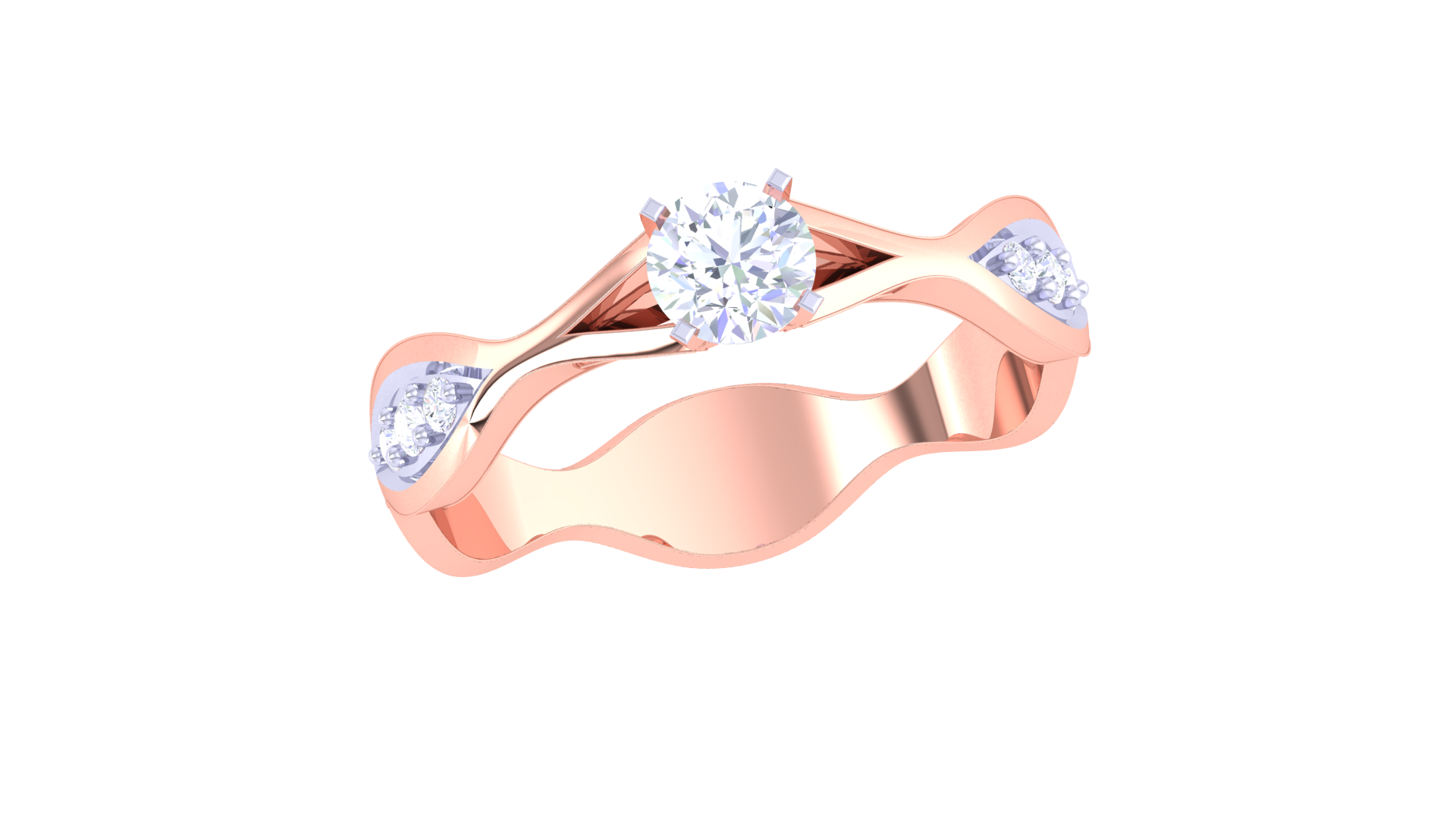 925 Silver Wave Band Engagement Ring – Traditional Round Shape Couple Ring