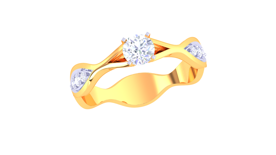 925 Silver Wave Band Engagement Ring – Traditional Round Shape Couple Ring