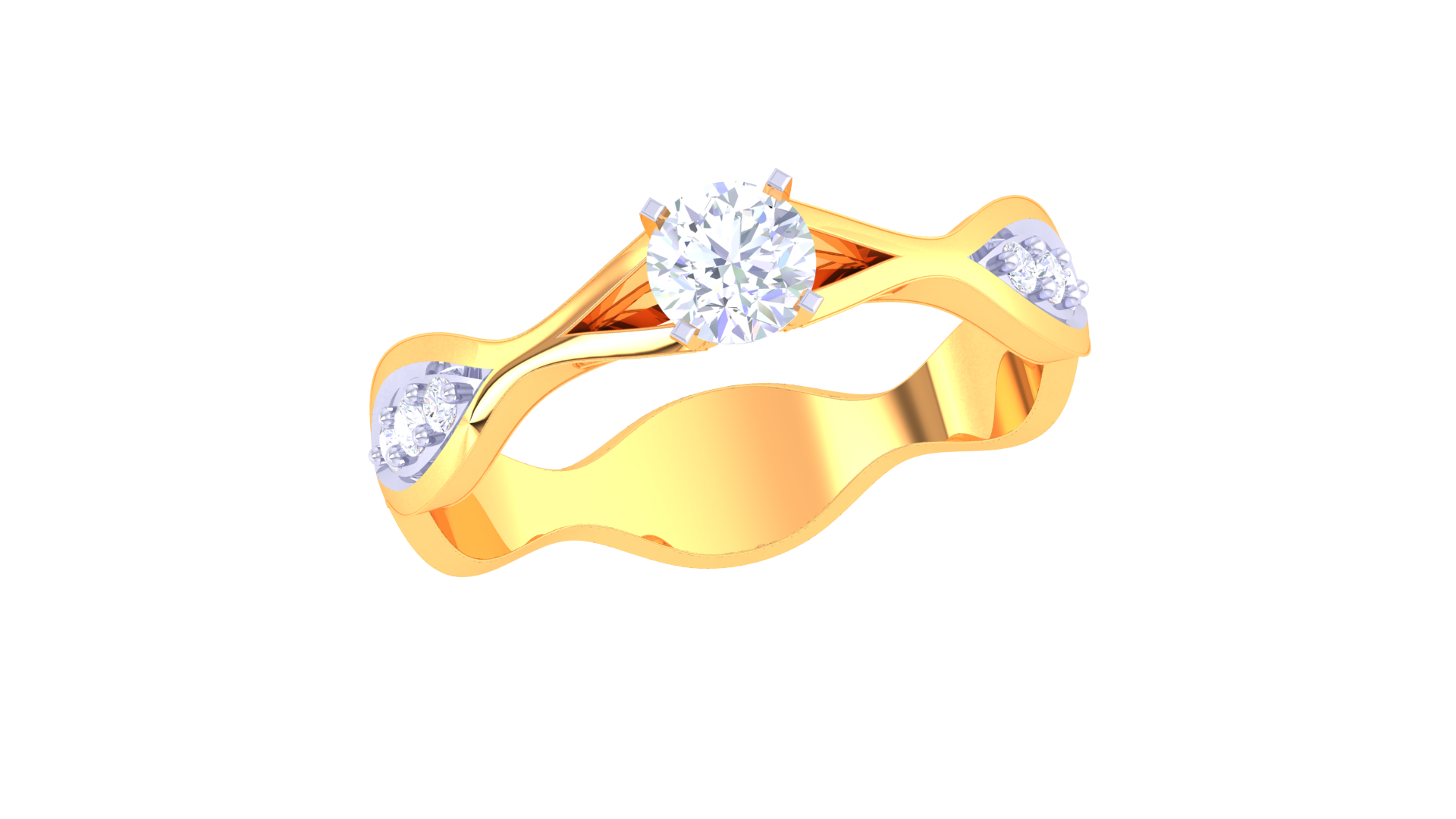925 Silver Wave Band Engagement Ring – Traditional Round Shape Couple Ring