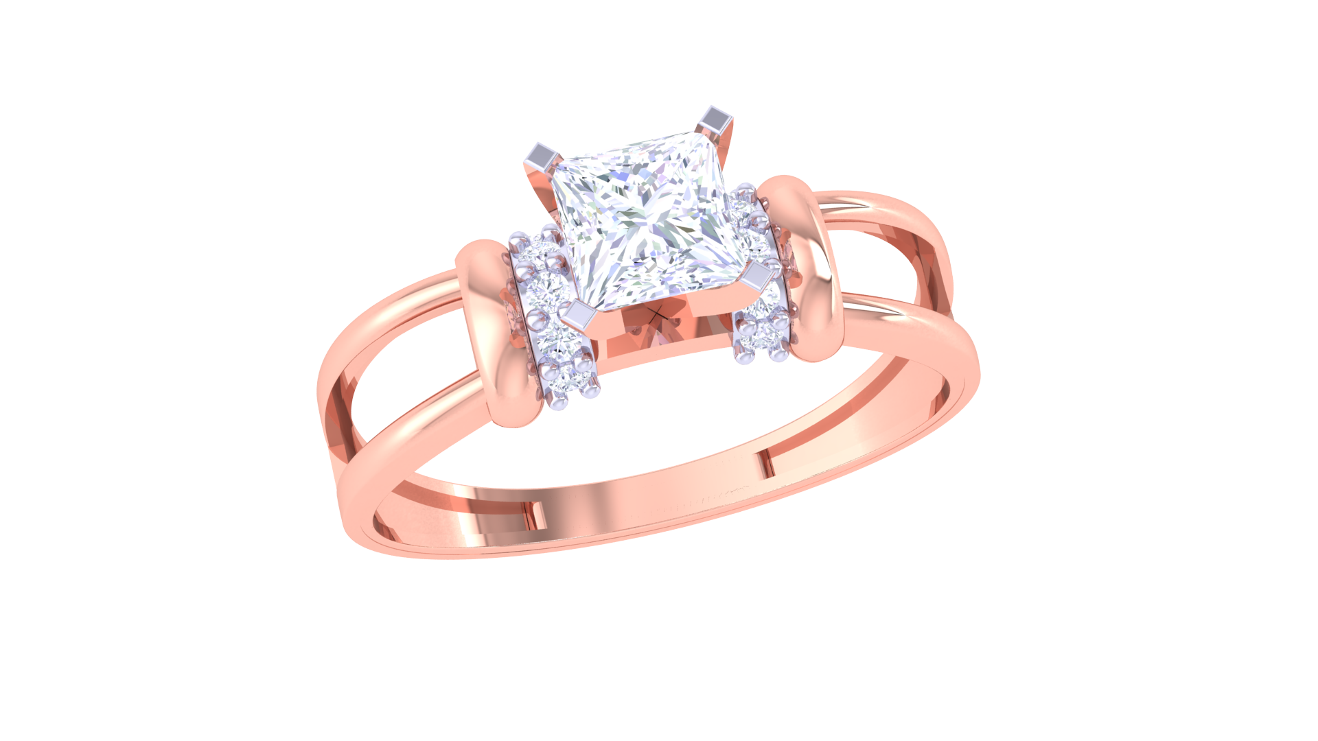 925 Silver Princess Cut Couple Ring – Traditional Square Shape Engagement Ring