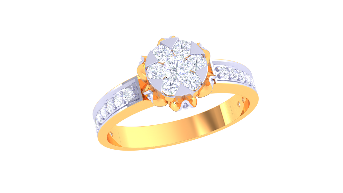 925 Silver Round Floral Diamond Couple Ring – Traditional Circle Shape
