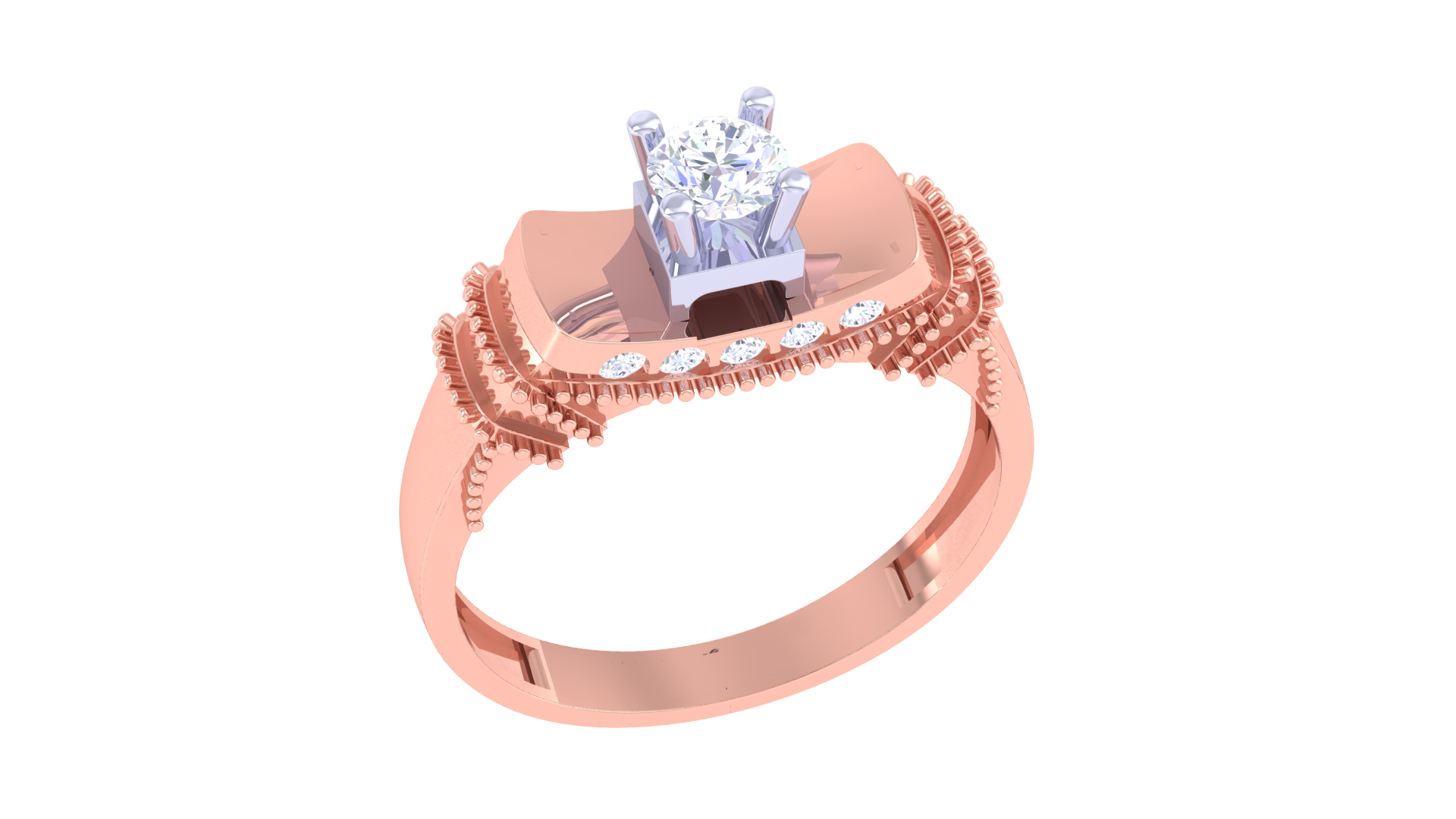 925 Silver Vintage Crown Solitaire Couple Ring – Traditional Round Shape