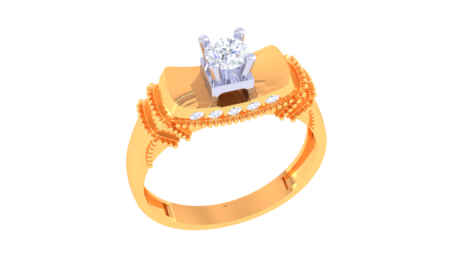 925 Silver Vintage Crown Solitaire Couple Ring – Traditional Round Shape