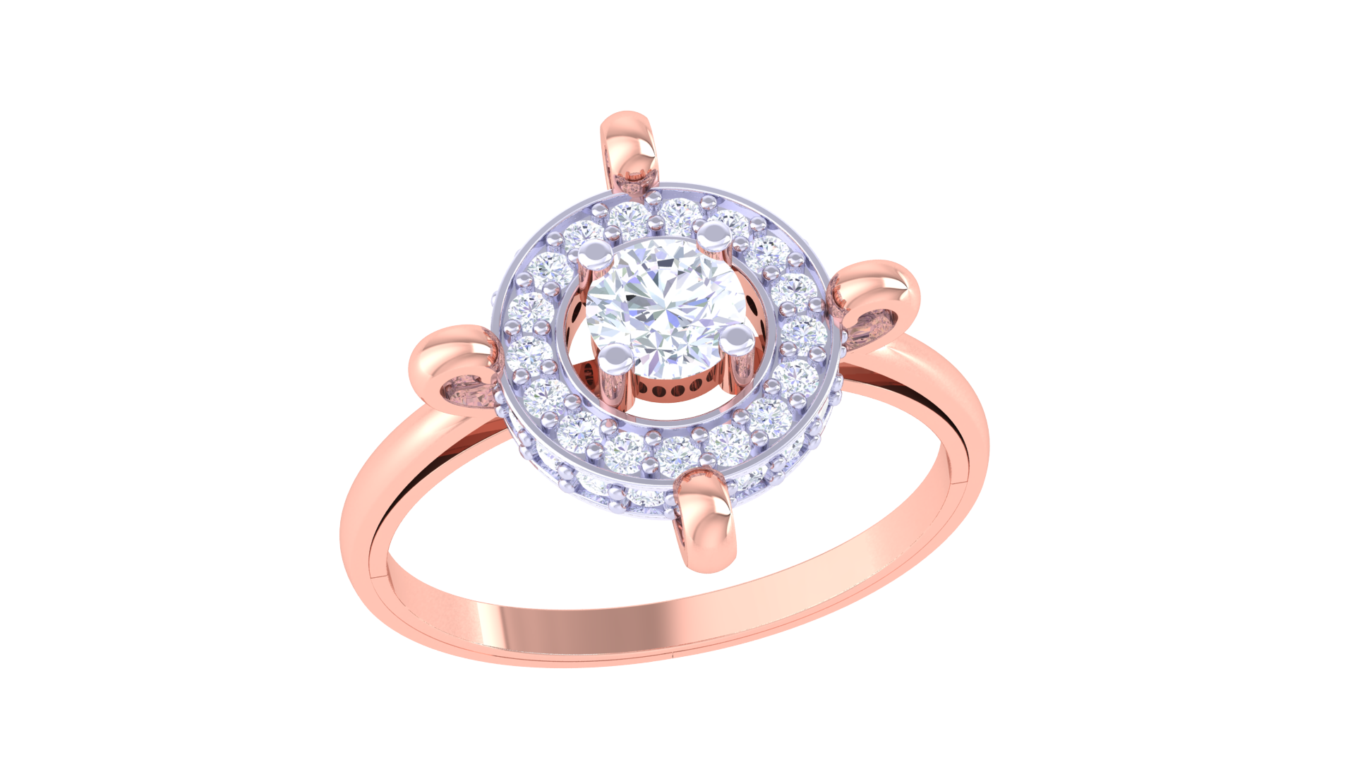 925 Silver Halo Sparkle Couple Ring – Traditional Round Shape Design