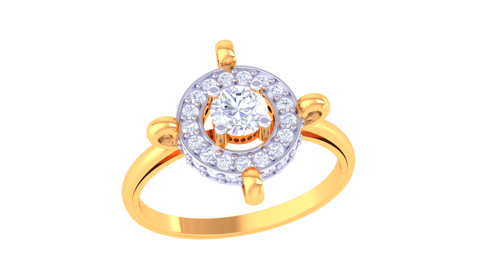 925 Silver Halo Sparkle Couple Ring – Traditional Round Shape Design