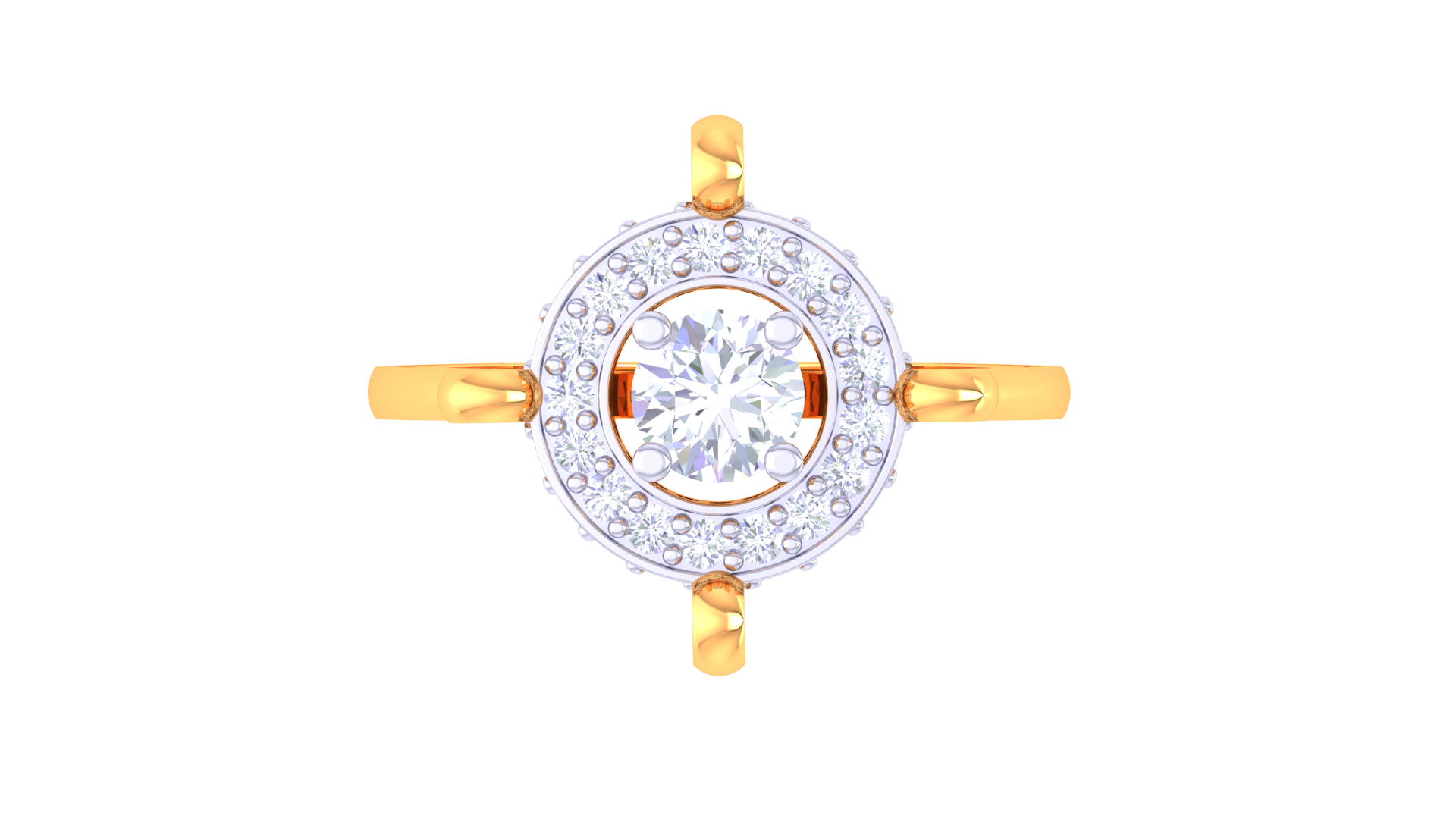 925 Silver Halo Sparkle Couple Ring – Traditional Round Shape Design