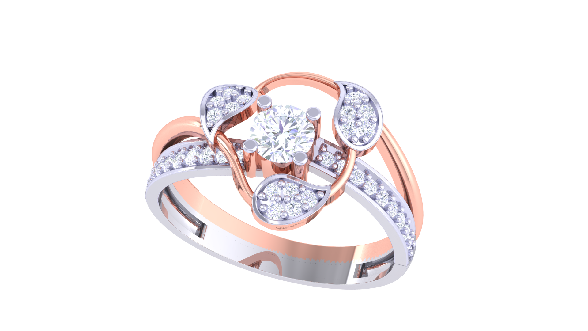 925 Silver Traditional Petal Design Couple Ring – Dual Tone Beauty