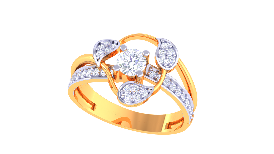 925 Silver Traditional Petal Design Couple Ring – Dual Tone Beauty