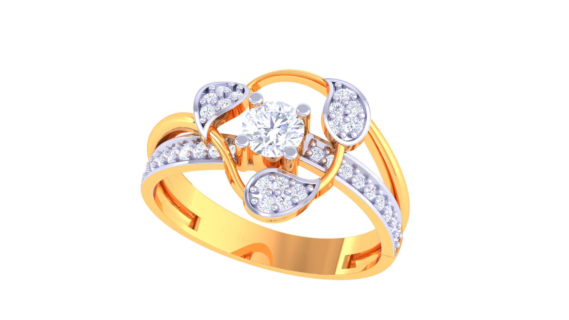 925 Silver Traditional Petal Design Couple Ring – Dual Tone Beauty