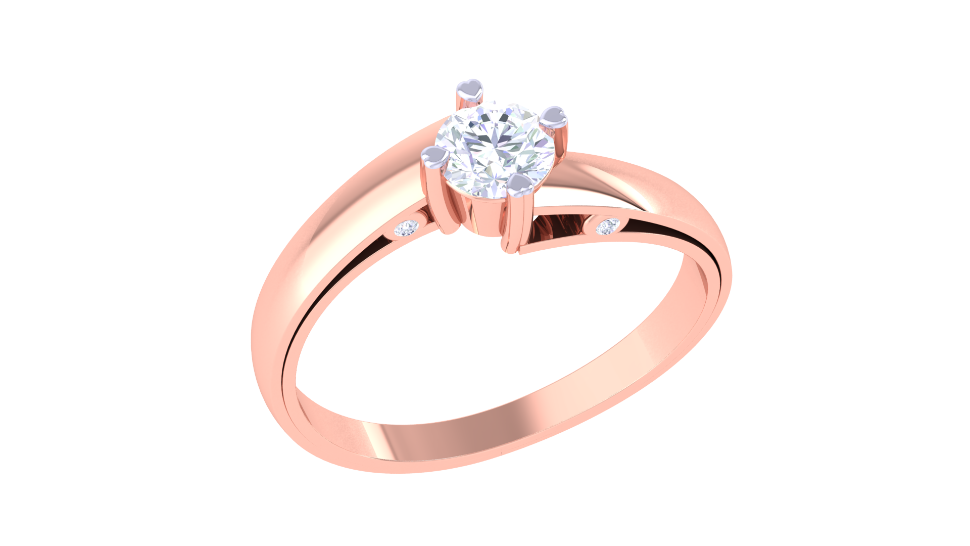 925 Silver Heart Prong Solitaire Couple Ring – Traditional Round Cut Design