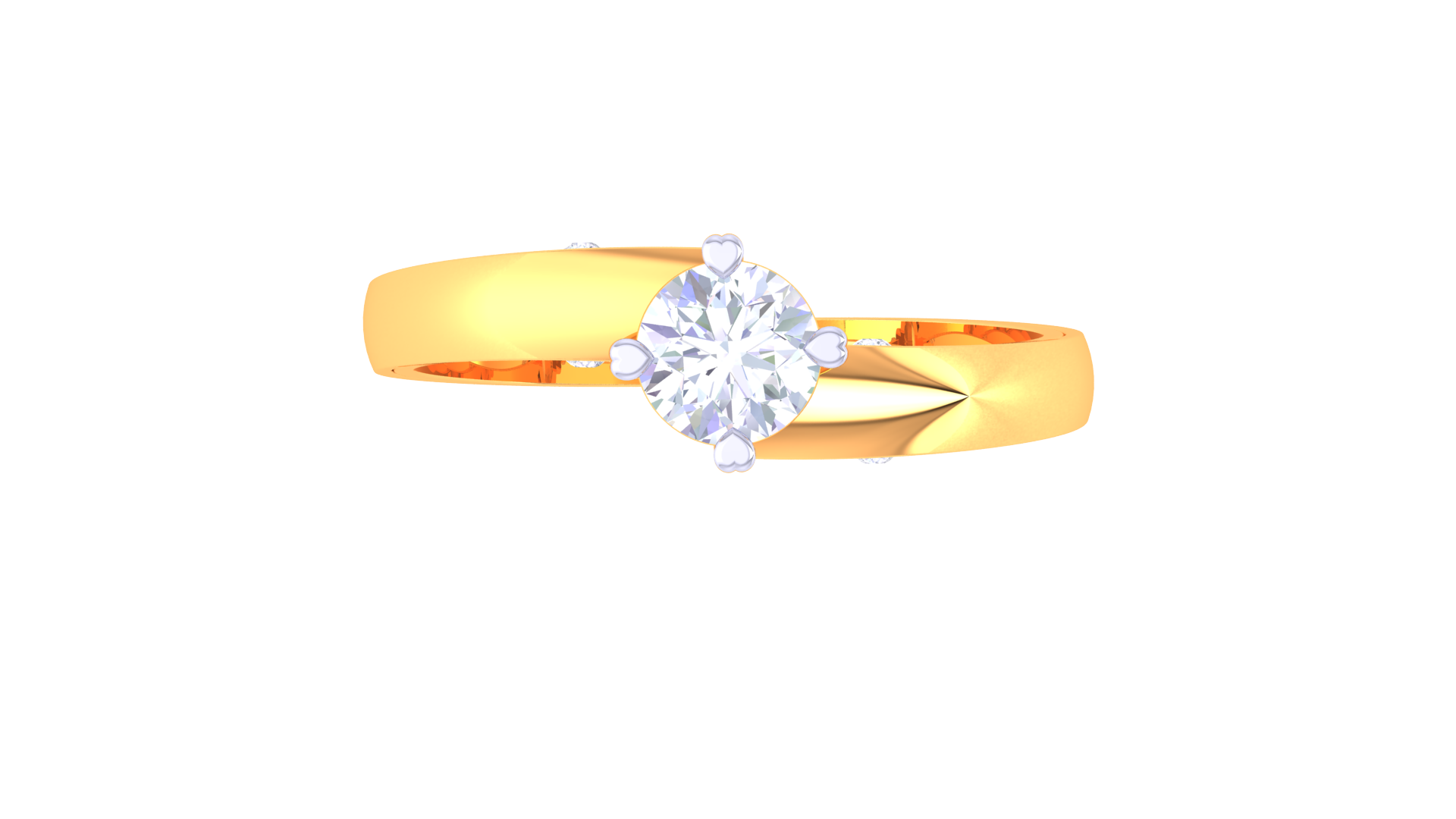 925 Silver Heart Prong Solitaire Couple Ring – Traditional Round Cut Design