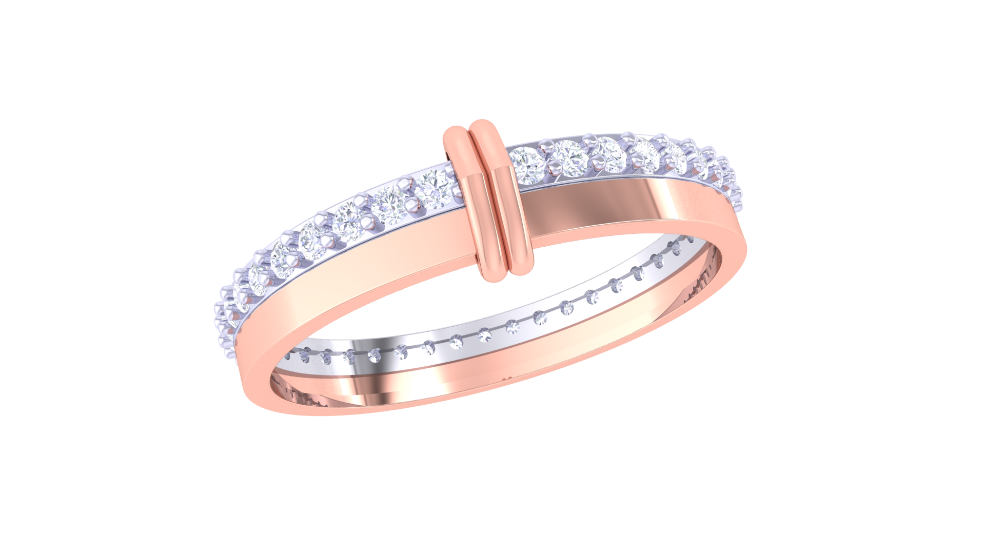 925 Silver Double Band Traditional Round Cut Couple Ring – Elegant Two-Tone Design