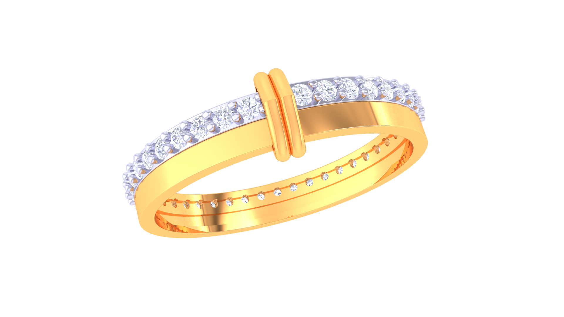925 Silver Double Band Traditional Round Cut Couple Ring – Elegant Two-Tone Design