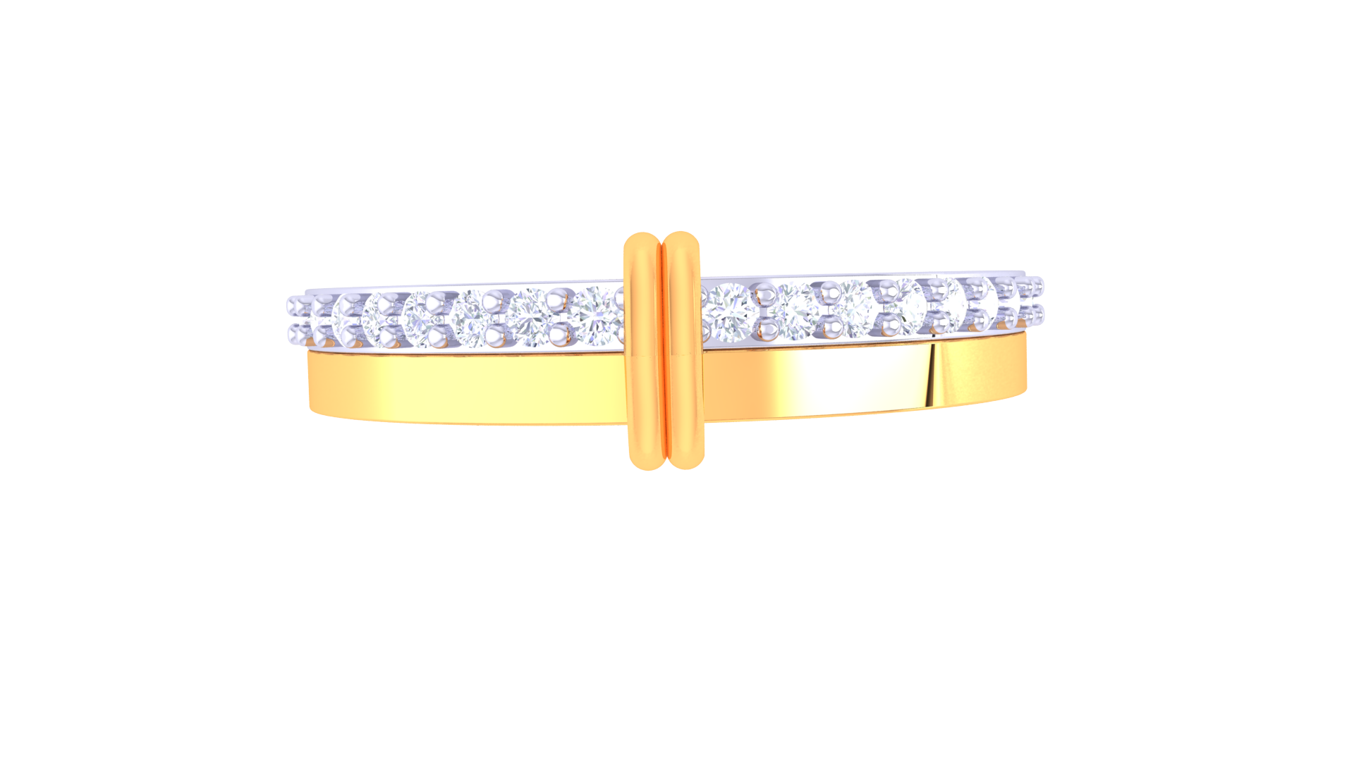 925 Silver Double Band Traditional Round Cut Couple Ring – Elegant Two-Tone Design