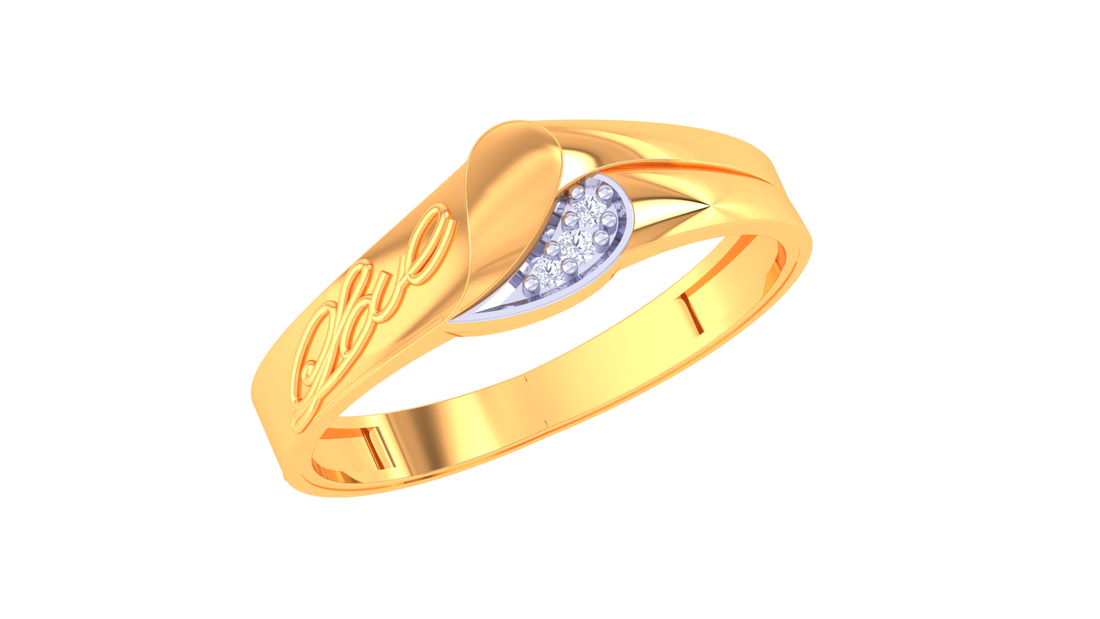 925 Silver Traditional Love Script Couple Ring – Heart-Inspired Rose Gold Design