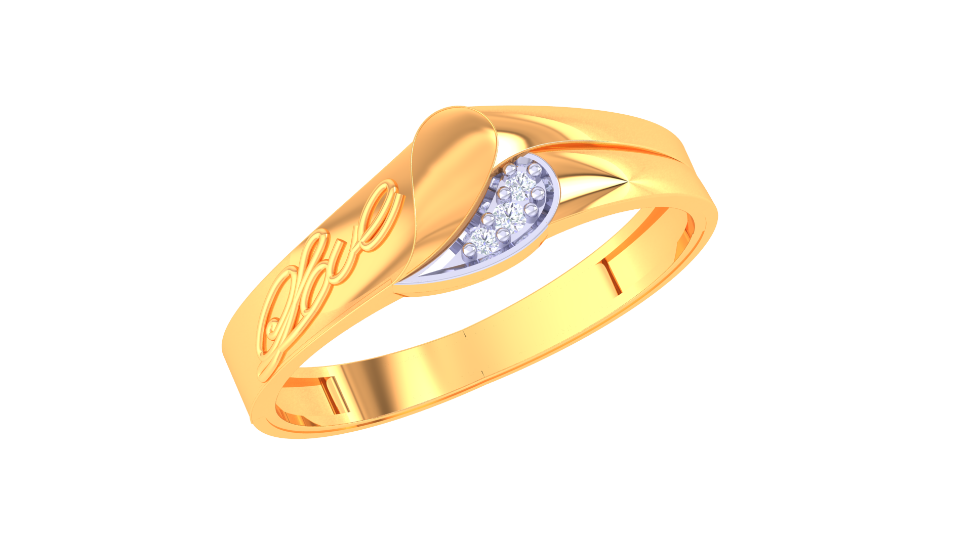 925 Silver Traditional Love Script Couple Ring – Heart-Inspired Rose Gold Design