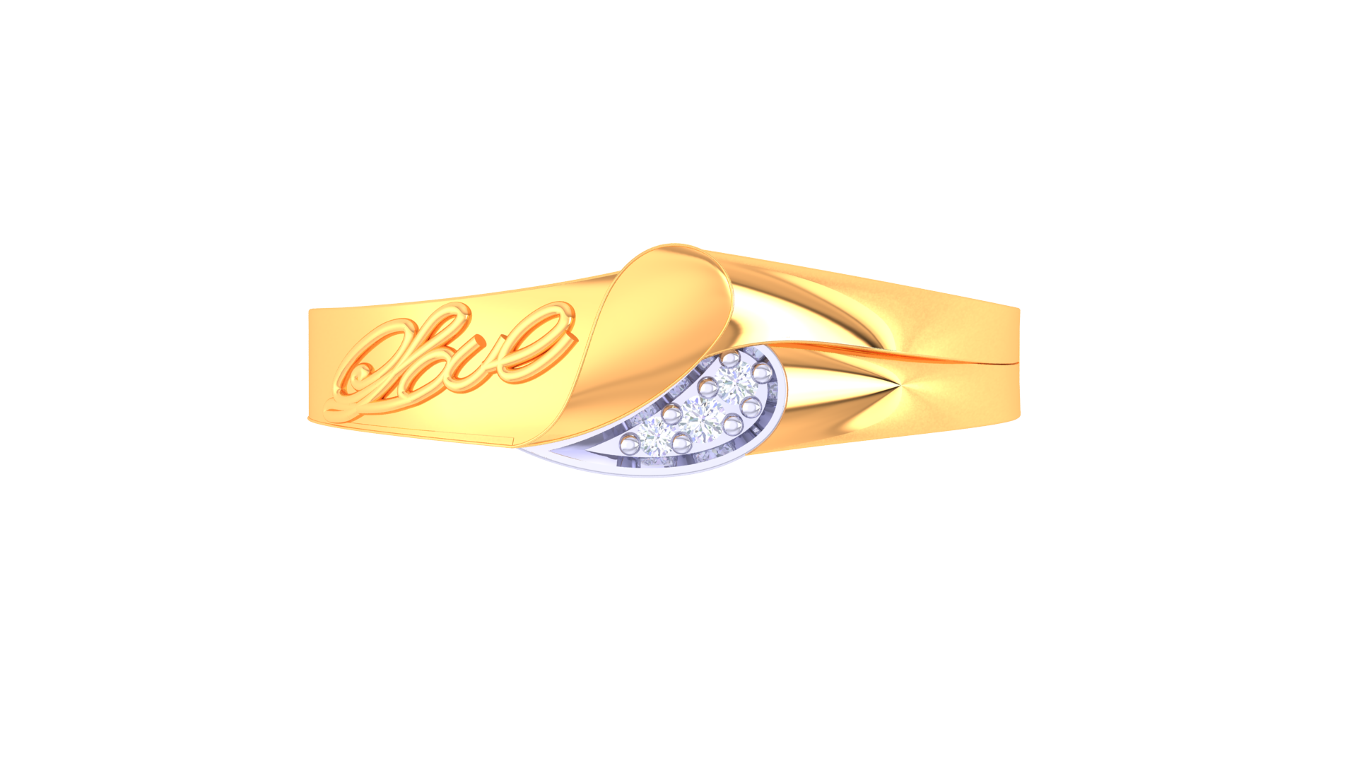 925 Silver Traditional Love Script Couple Ring – Heart-Inspired Rose Gold Design