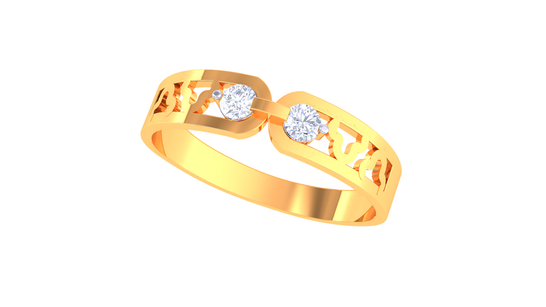 925 Silver Traditional Twin Solitaire Couple Ring – Connected Hearts Design