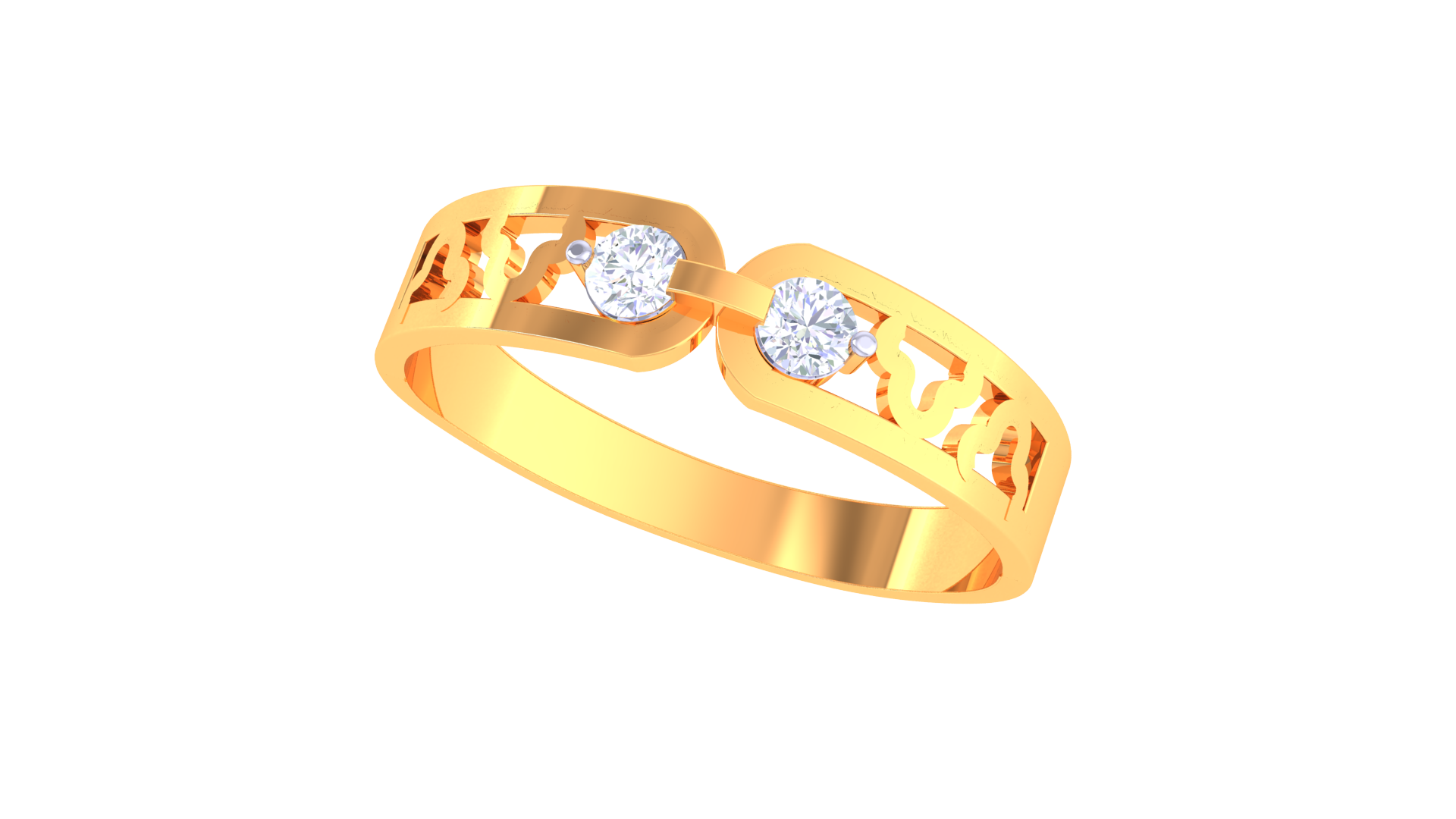 925 Silver Traditional Twin Solitaire Couple Ring – Connected Hearts Design