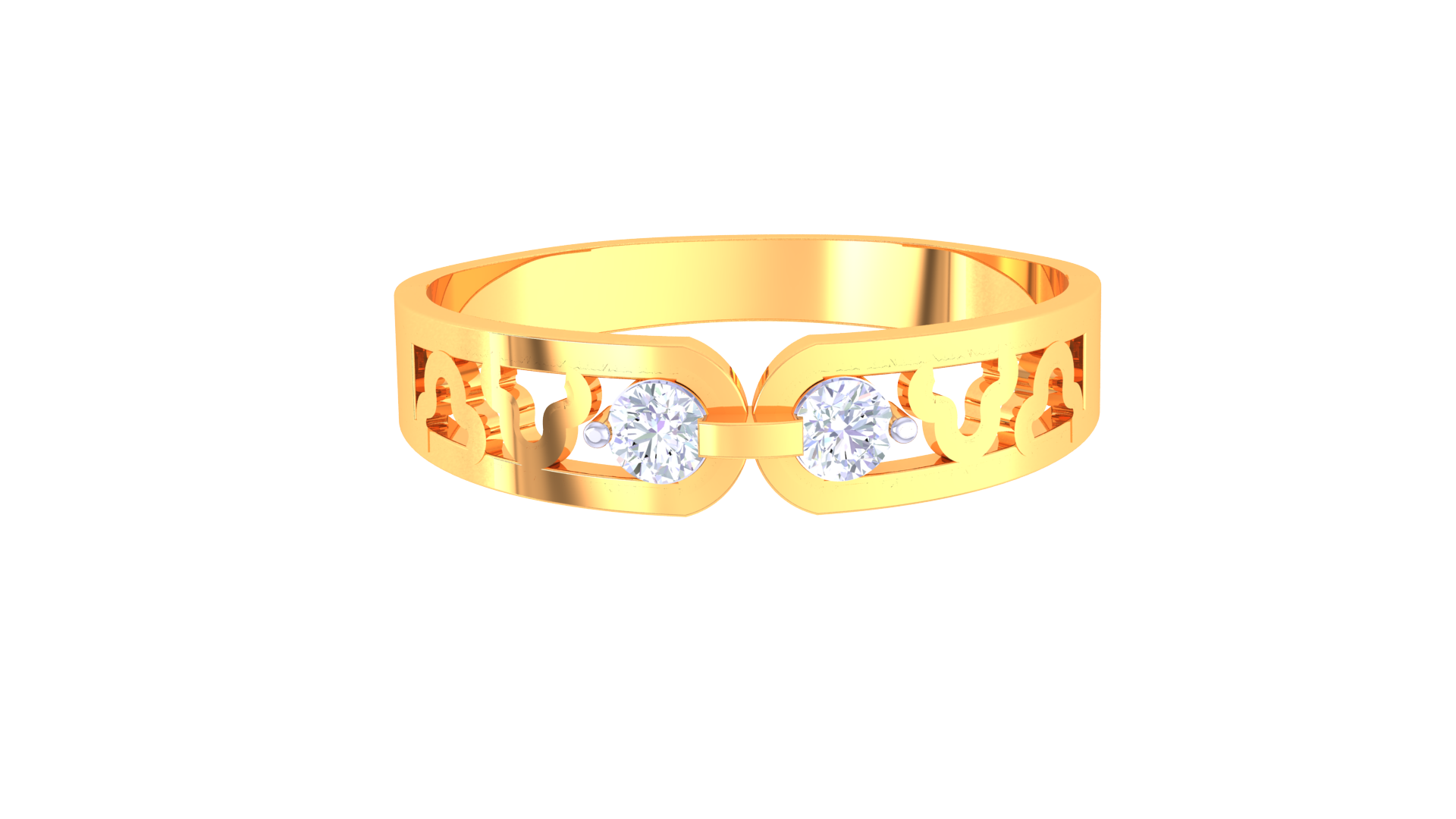 925 Silver Traditional Twin Solitaire Couple Ring – Connected Hearts Design