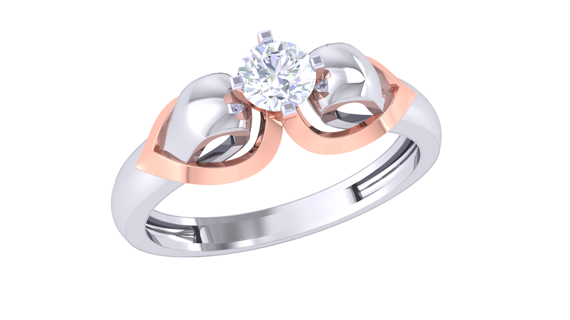 925 Silver Traditional Twin Heart Couple Ring with Solitaire – Timeless Love Symbol