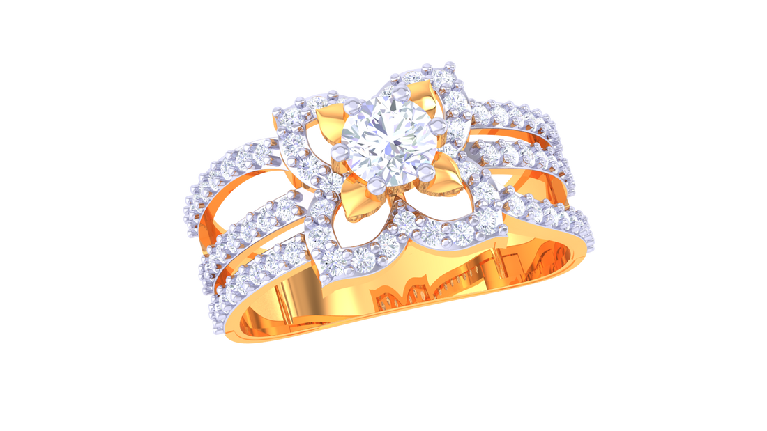 925 Silver Traditional Floral Halo Couple Ring – Elegant Rose Gold Designer Ring