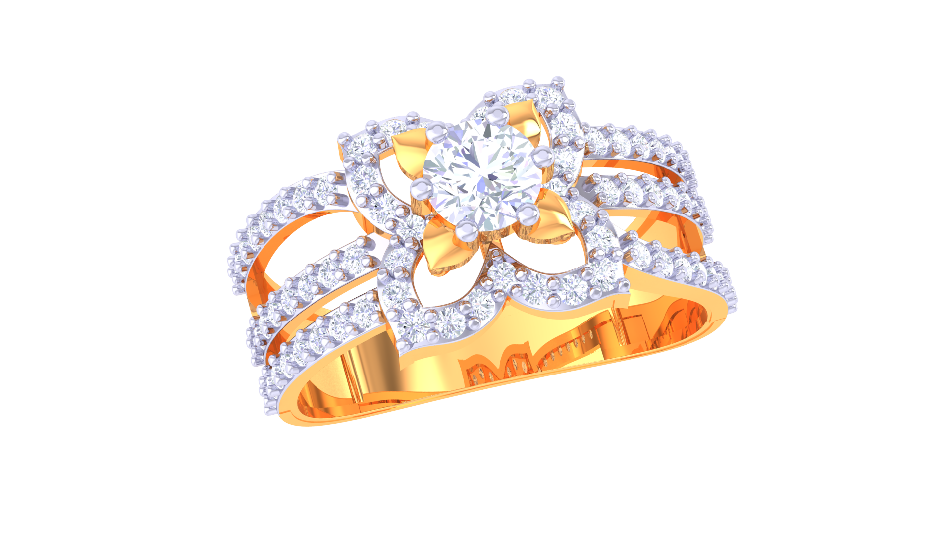 925 Silver Traditional Floral Halo Couple Ring – Elegant Rose Gold Designer Ring