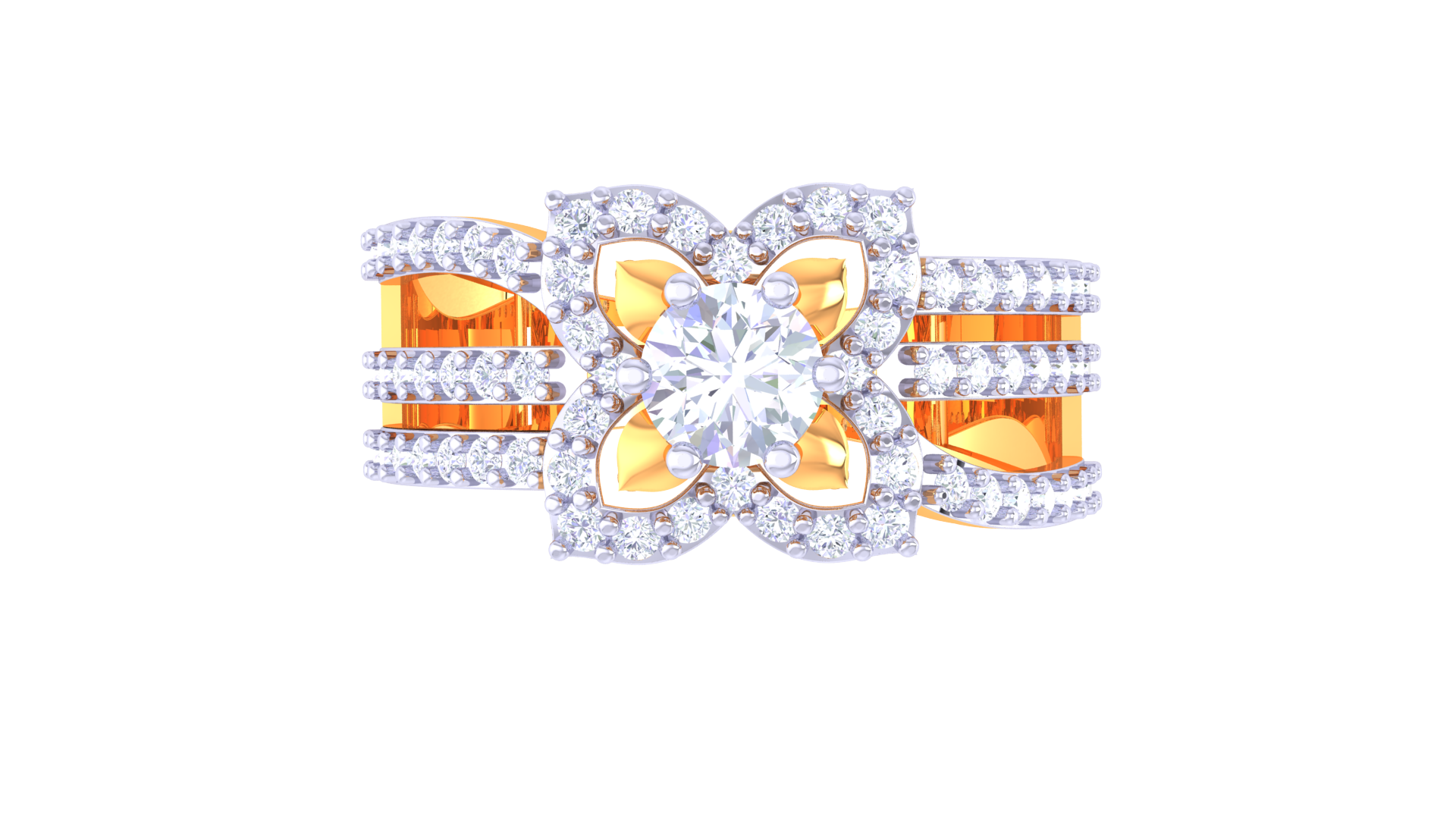 925 Silver Traditional Floral Halo Couple Ring – Elegant Rose Gold Designer Ring