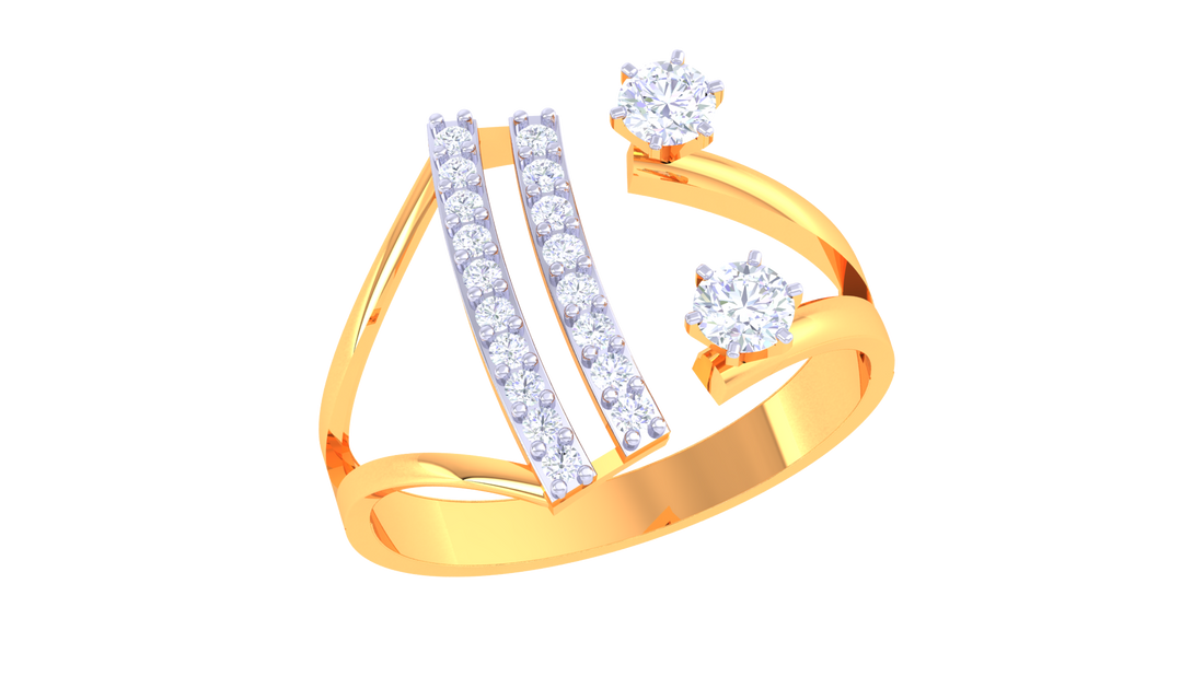 925 Silver Traditional Twin Solitaire Couple Ring – Rose Gold Elegant Design