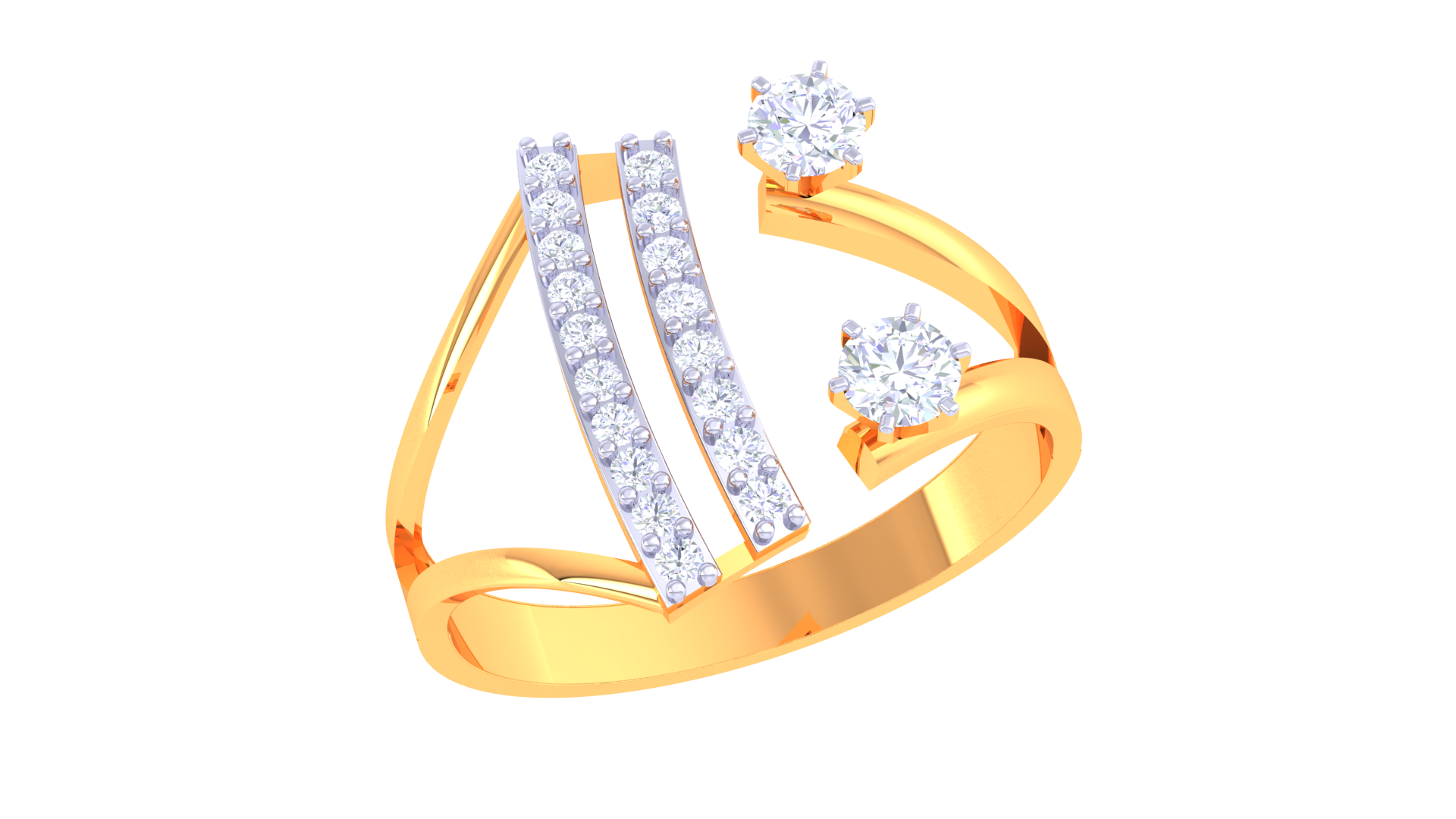 925 Silver Traditional Twin Solitaire Couple Ring – Rose Gold Elegant Design