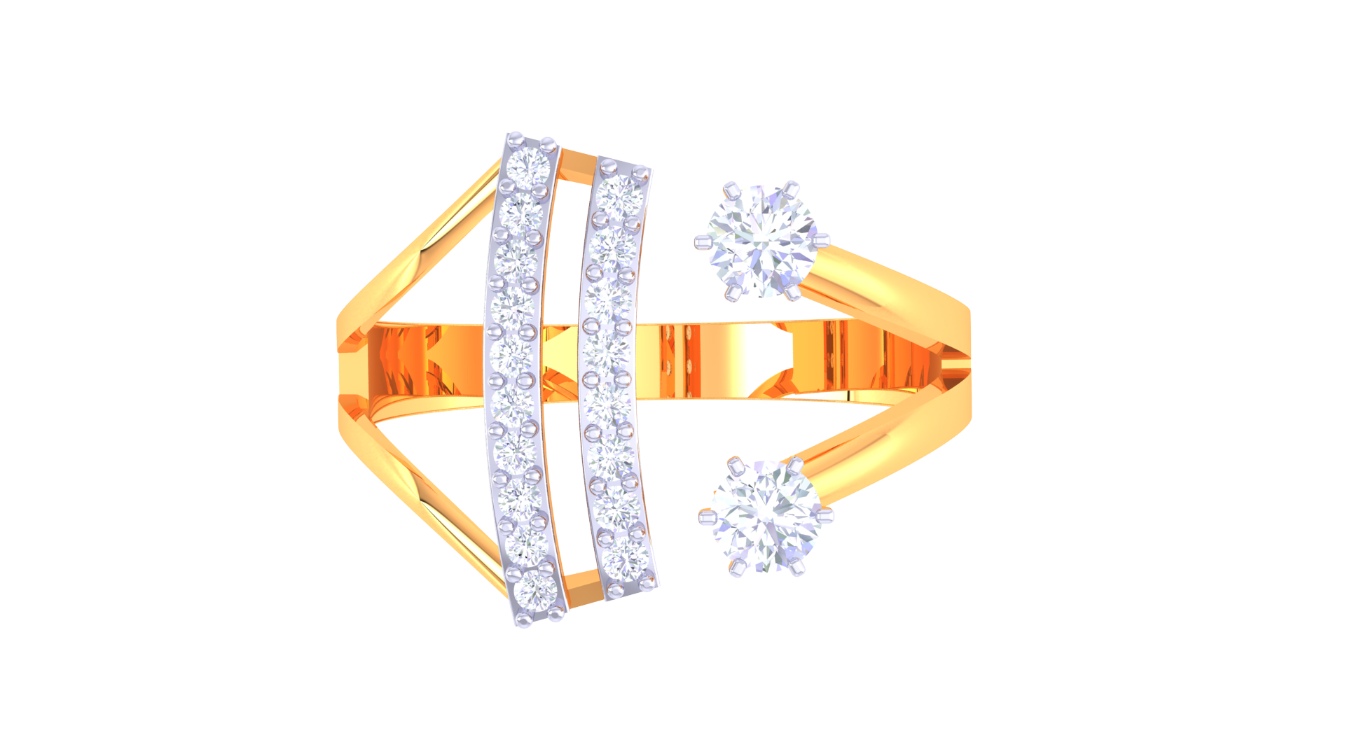 925 Silver Traditional Twin Solitaire Couple Ring – Rose Gold Elegant Design