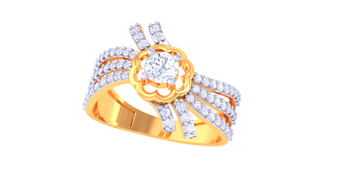 925 Silver Traditional Floral Statement Couple Ring – Rose Gold Finish