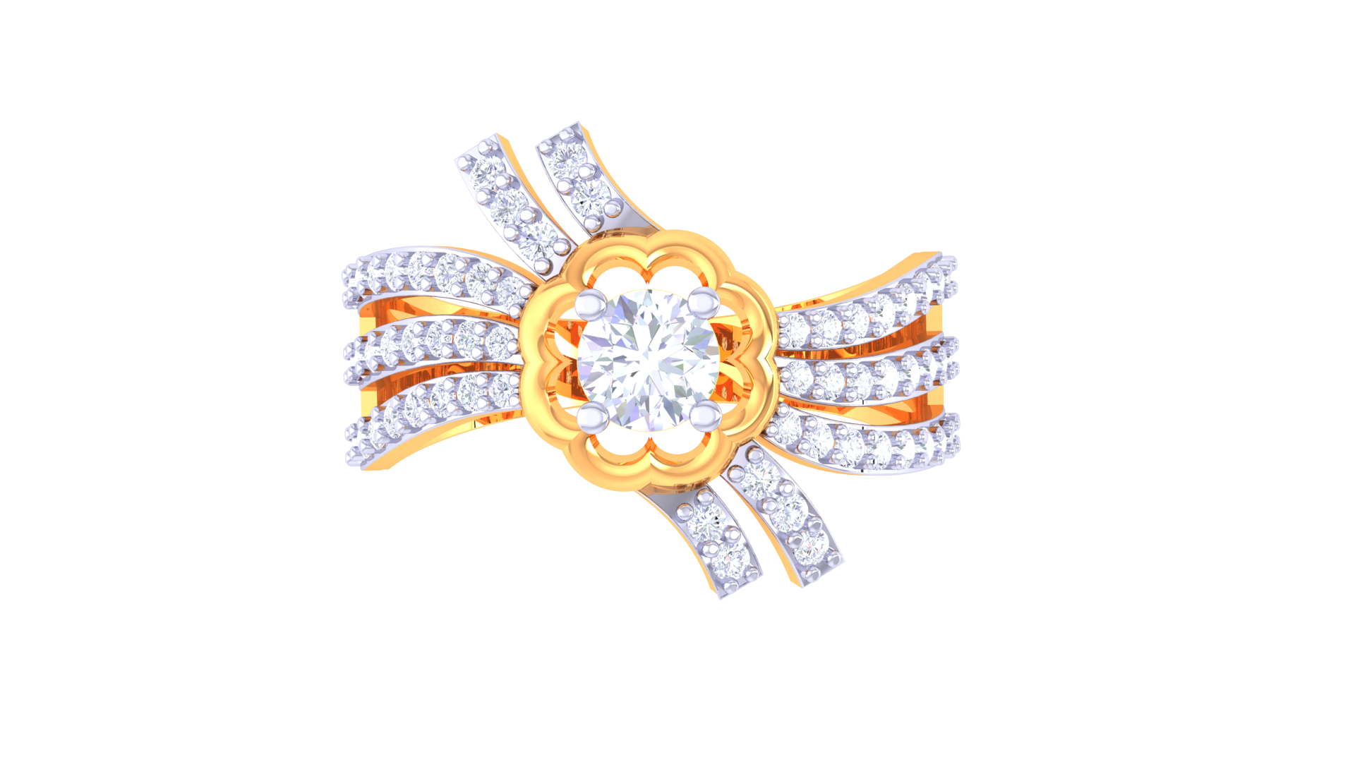 925 Silver Traditional Floral Statement Couple Ring – Rose Gold Finish