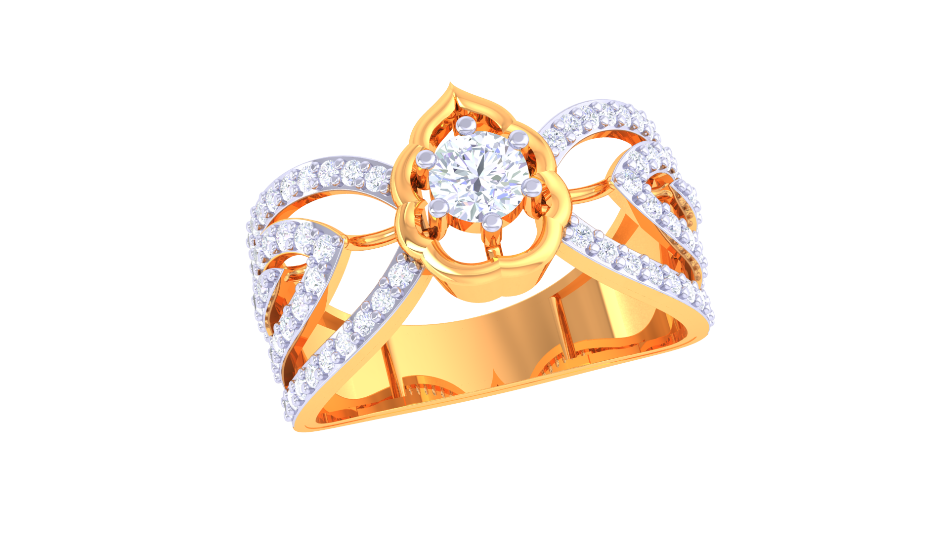 925 Silver Traditional Leaf-Inspired Couple Ring – Rose Gold Plated