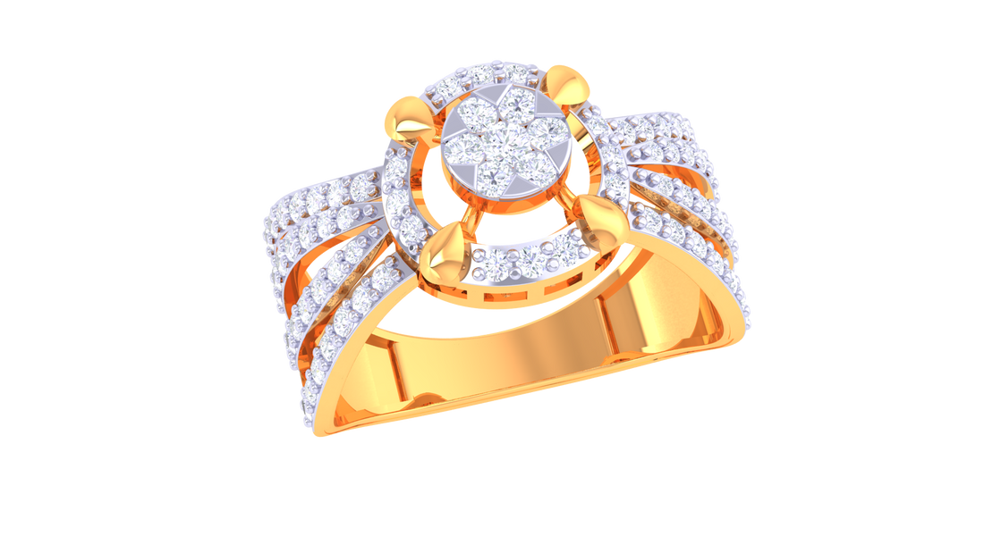 925 Silver Floral Traditional Couple Ring – Square Halo Design in Rose Gold Finish
