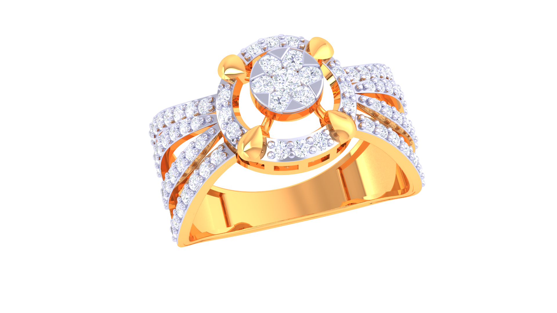 925 Silver Floral Traditional Couple Ring – Square Halo Design in Rose Gold Finish
