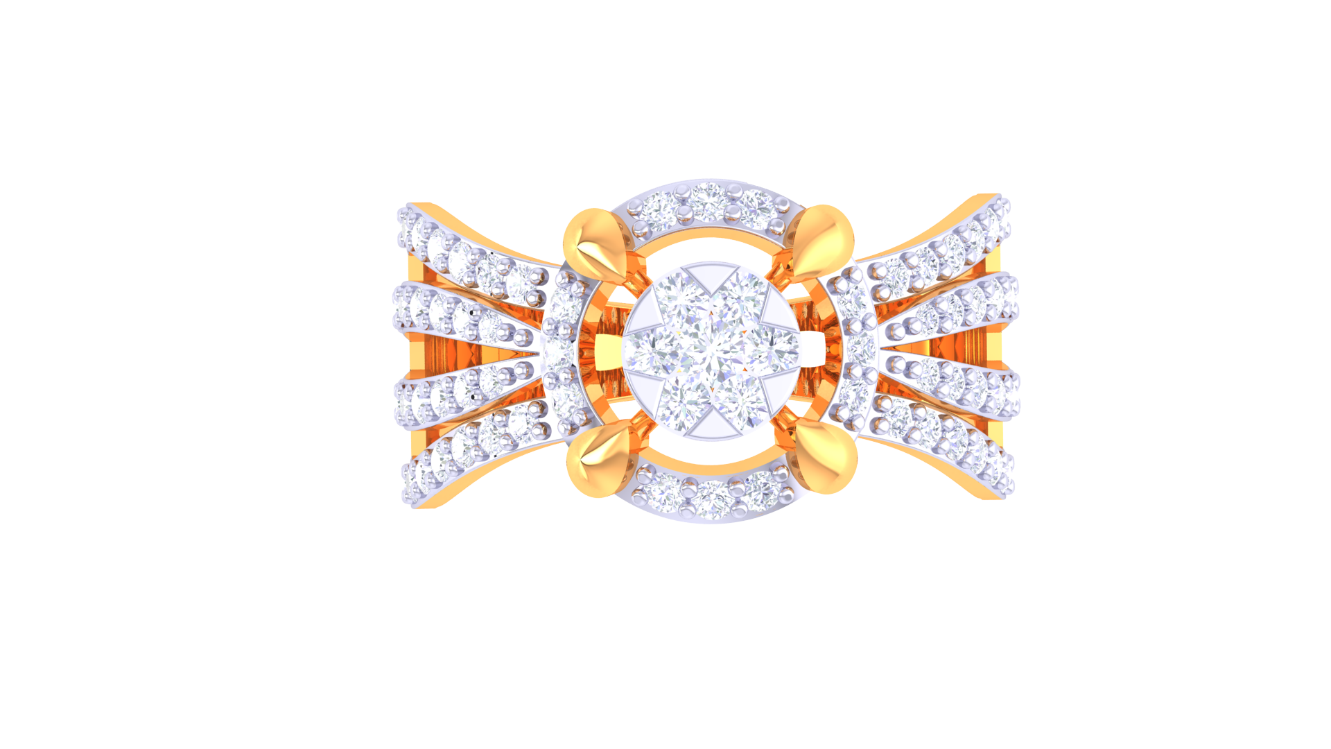 925 Silver Floral Traditional Couple Ring – Square Halo Design in Rose Gold Finish