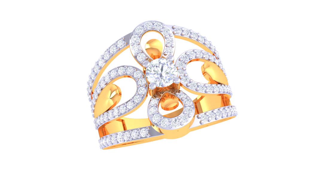 925 Silver Traditional Petal Couple Ring – Rose Gold Statement Band for Her