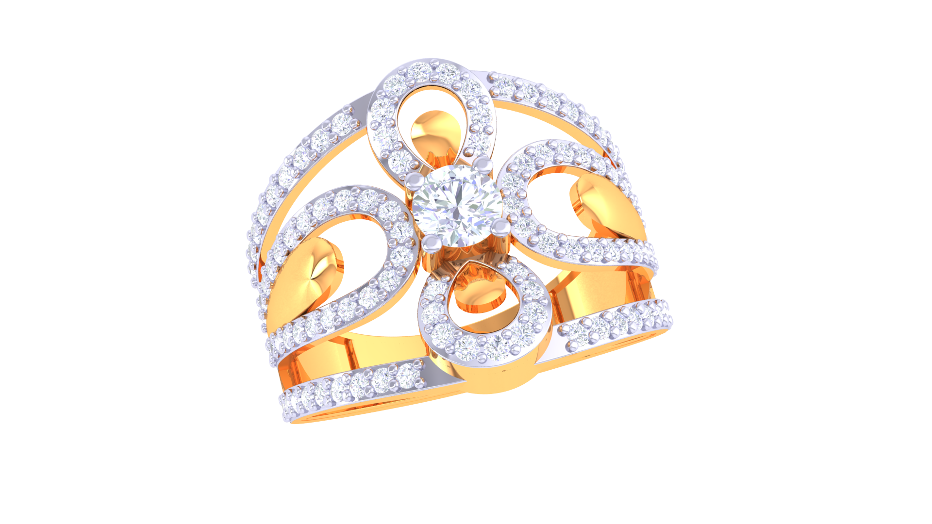 925 Silver Traditional Petal Couple Ring – Rose Gold Statement Band for Her