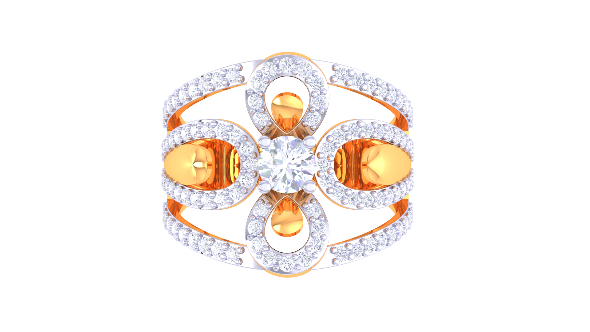 925 Silver Traditional Petal Couple Ring – Rose Gold Statement Band for Her