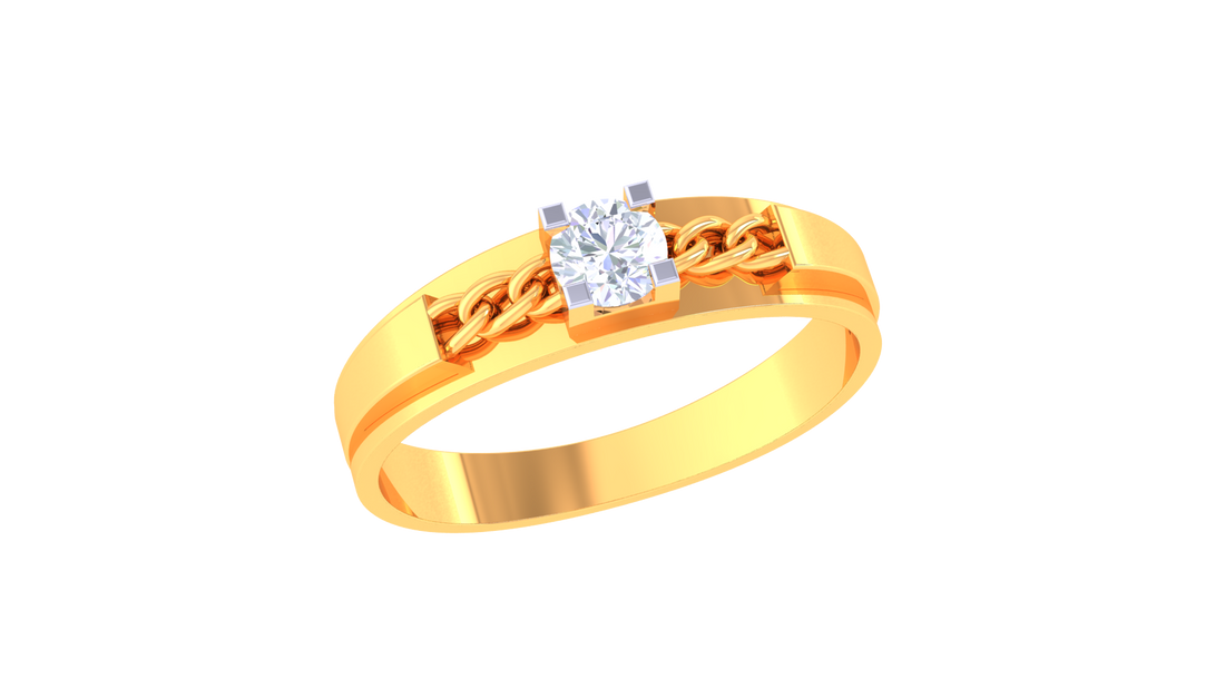 Stylish 925 Silver Couple Rings with Chain Link Design – Rose Gold & Gold Love Bands