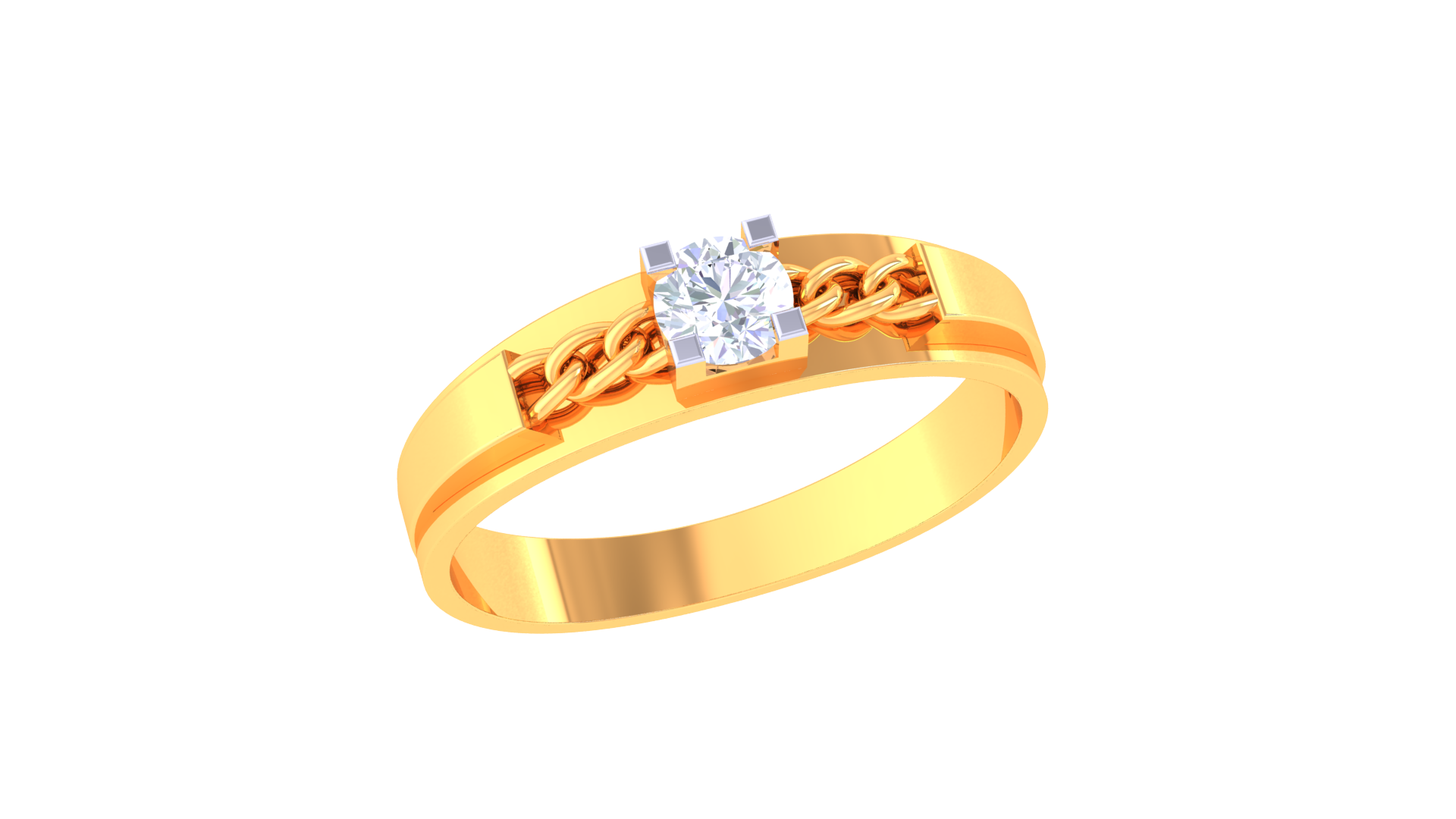Stylish 925 Silver Couple Rings with Chain Link Design – Rose Gold & Gold Love Bands