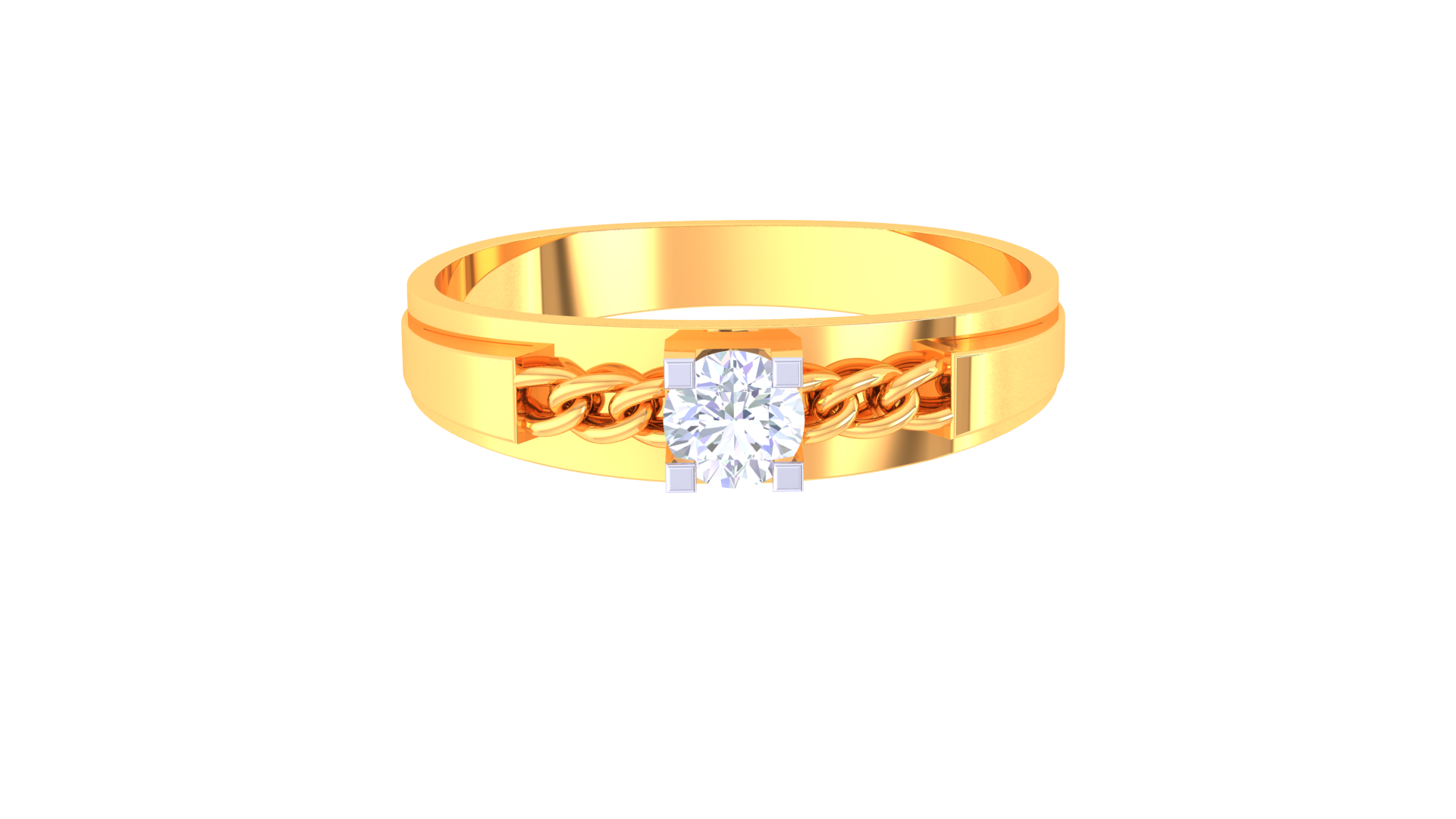 Stylish 925 Silver Couple Rings with Chain Link Design – Rose Gold & Gold Love Bands